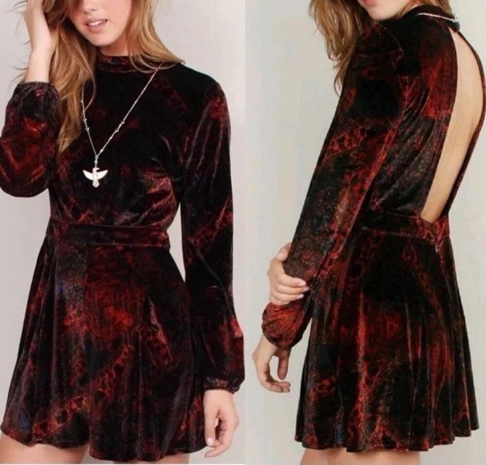 Free People Onyx Combo Romper crushed velvet Women Size 10